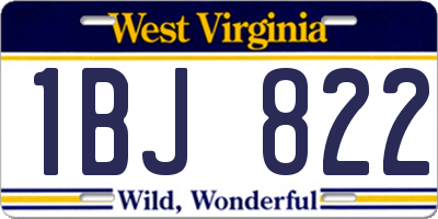 WV license plate 1BJ822