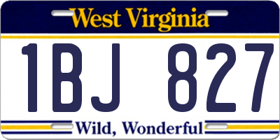 WV license plate 1BJ827