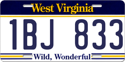 WV license plate 1BJ833