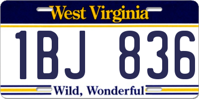 WV license plate 1BJ836