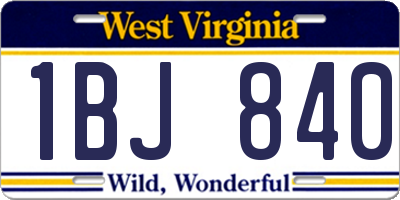 WV license plate 1BJ840