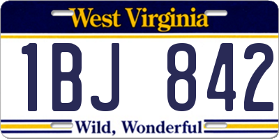 WV license plate 1BJ842