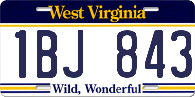 WV license plate 1BJ843