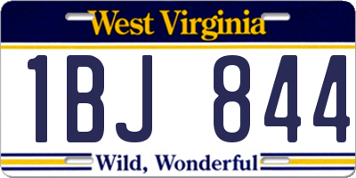 WV license plate 1BJ844