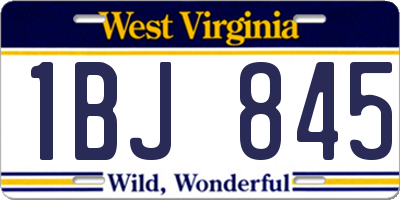 WV license plate 1BJ845