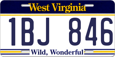 WV license plate 1BJ846