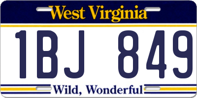 WV license plate 1BJ849