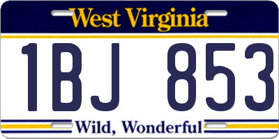 WV license plate 1BJ853