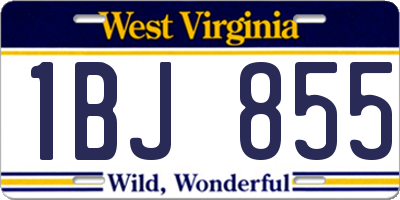 WV license plate 1BJ855