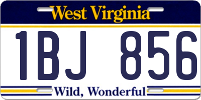 WV license plate 1BJ856