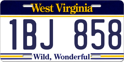 WV license plate 1BJ858