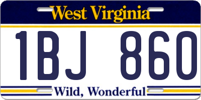 WV license plate 1BJ860