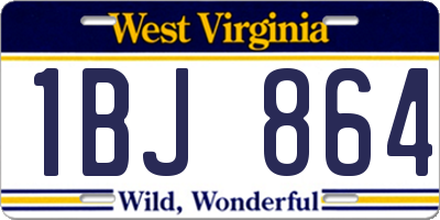 WV license plate 1BJ864