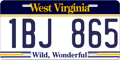 WV license plate 1BJ865