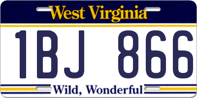 WV license plate 1BJ866