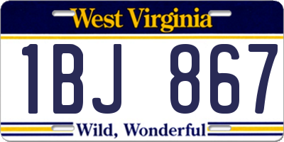 WV license plate 1BJ867