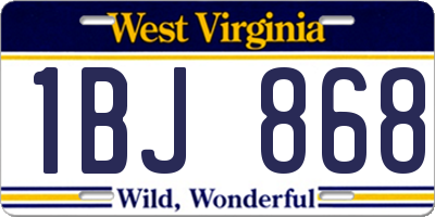 WV license plate 1BJ868