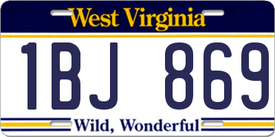 WV license plate 1BJ869