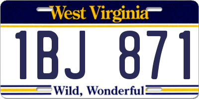 WV license plate 1BJ871