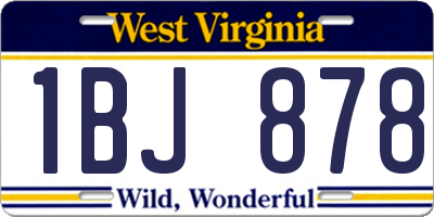 WV license plate 1BJ878
