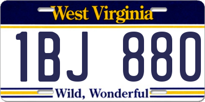 WV license plate 1BJ880