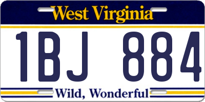WV license plate 1BJ884