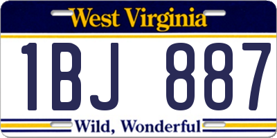 WV license plate 1BJ887