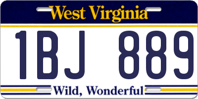 WV license plate 1BJ889
