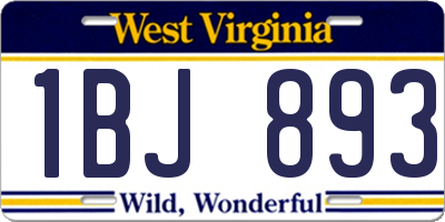 WV license plate 1BJ893