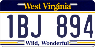 WV license plate 1BJ894