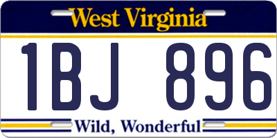 WV license plate 1BJ896