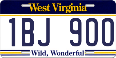 WV license plate 1BJ900