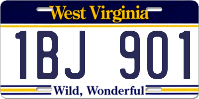 WV license plate 1BJ901