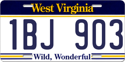 WV license plate 1BJ903