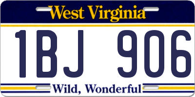 WV license plate 1BJ906