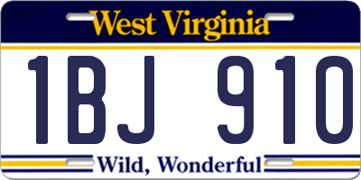 WV license plate 1BJ910