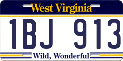 WV license plate 1BJ913