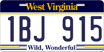 WV license plate 1BJ915