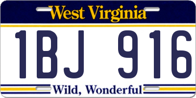 WV license plate 1BJ916