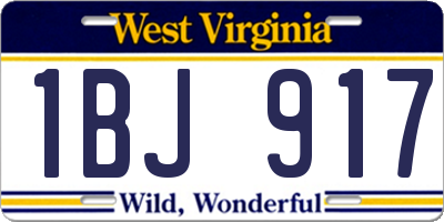 WV license plate 1BJ917