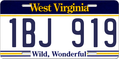 WV license plate 1BJ919