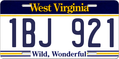 WV license plate 1BJ921