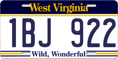 WV license plate 1BJ922