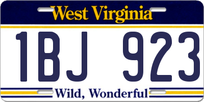 WV license plate 1BJ923