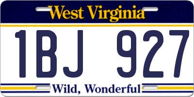 WV license plate 1BJ927