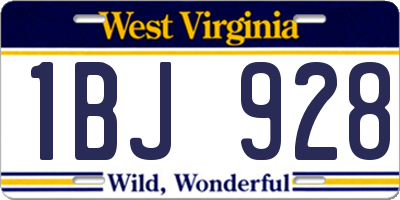 WV license plate 1BJ928