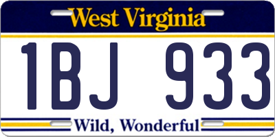 WV license plate 1BJ933
