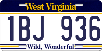 WV license plate 1BJ936
