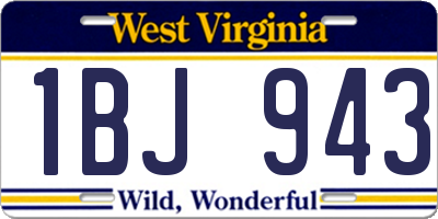 WV license plate 1BJ943