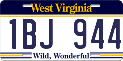 WV license plate 1BJ944